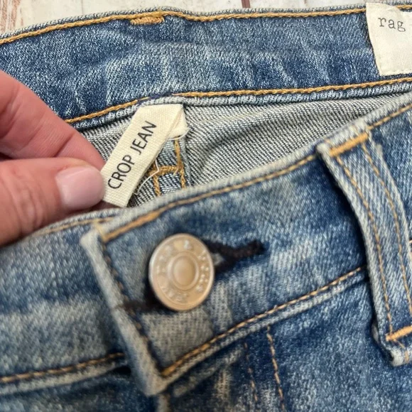 Rag & Bone Distressed Cropped Jeans Raw Hem Size 25 NWT - Picture 12 of 16